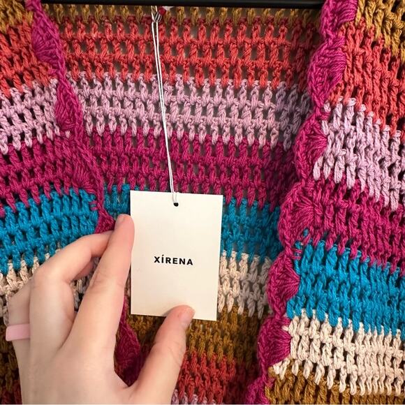 NWT Xirena Multicolored Cotton Crochet Cardigan Open Knit Sweater Small - Picture 11 of 12